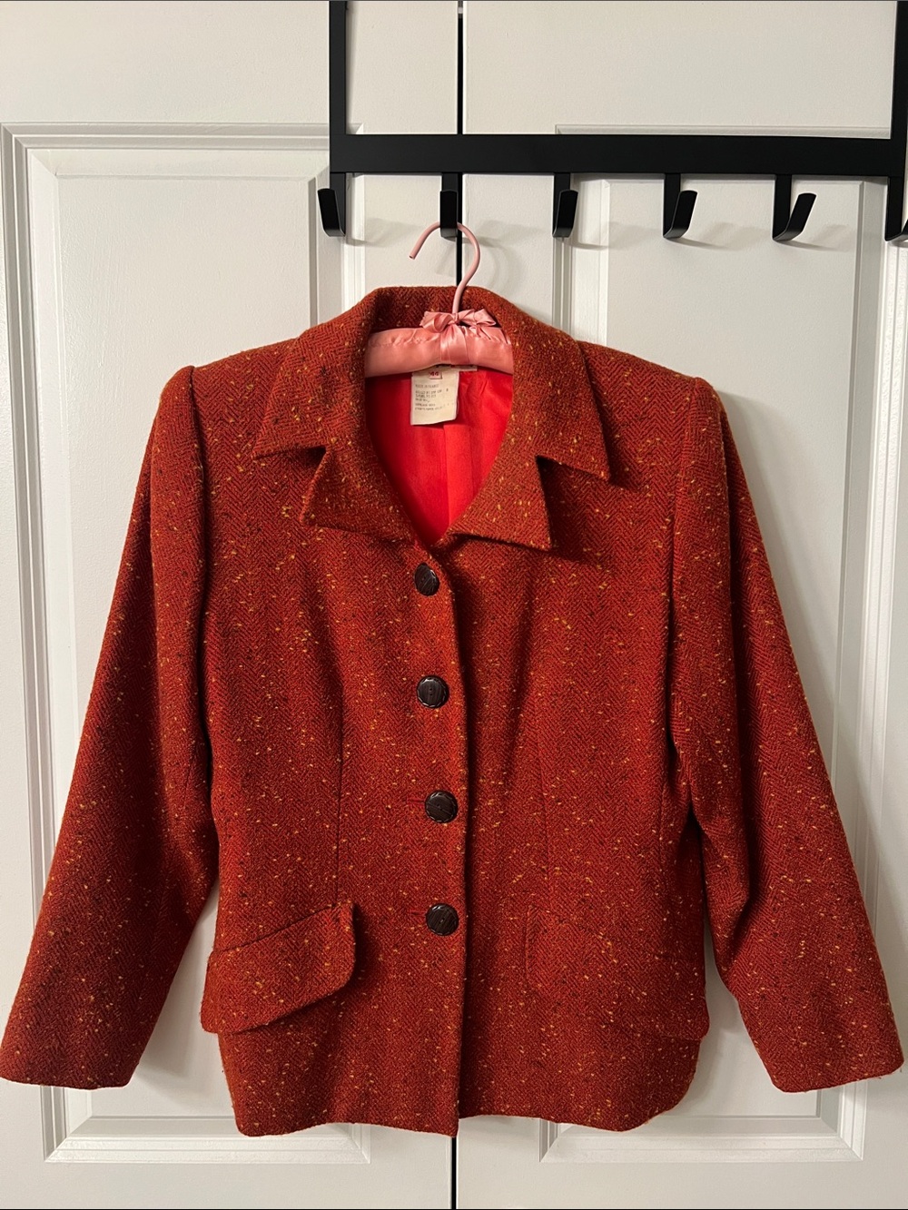 Vintage YSL Textured Orange Tweed Jacket w/ Button Front 🧡